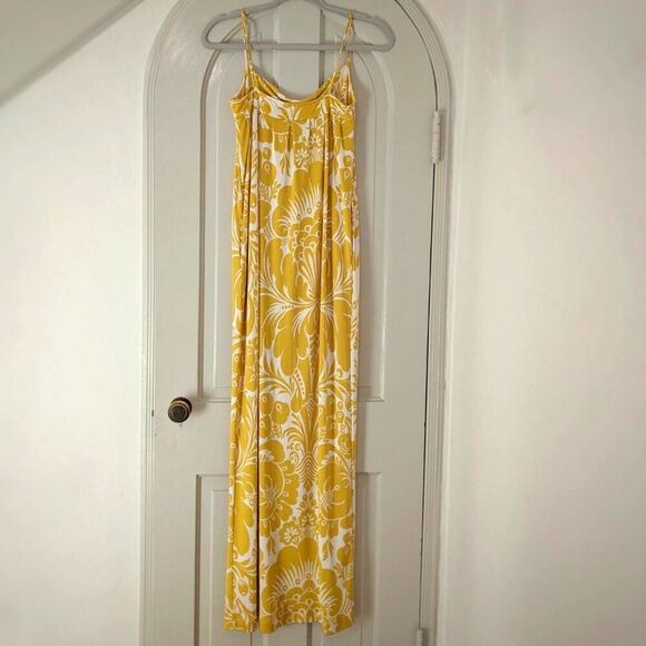 DVF "Pauline" Yellow & White Abstract Floral Silk Blend Column Maxi Dress, Sz 0 - Picture 4 of 9